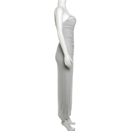 Lace Edge Waist-tight Hot Fashion Party Mesh See-through Lined Sling Dress - ANIBEY