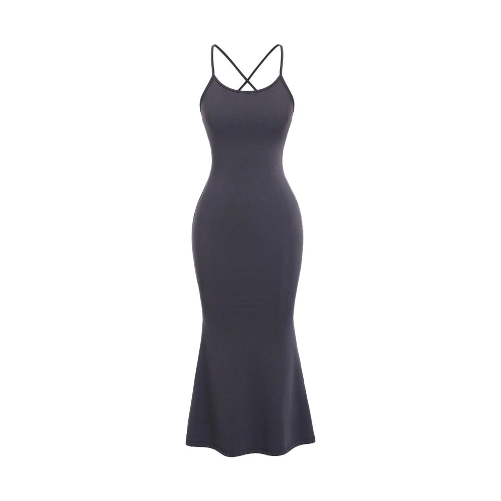 Women's Fashion Unique Cross Backless Dress - ANIBEY