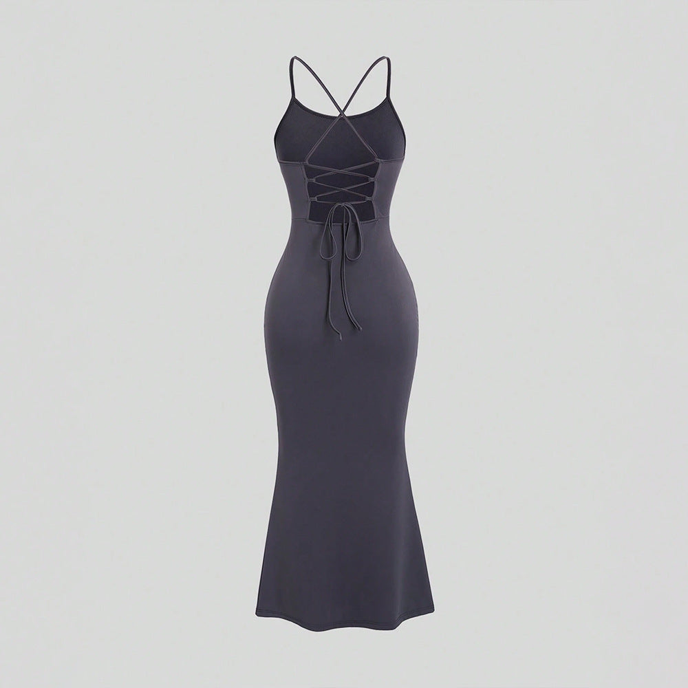 Women's Fashion Unique Cross Backless Dress - ANIBEY
