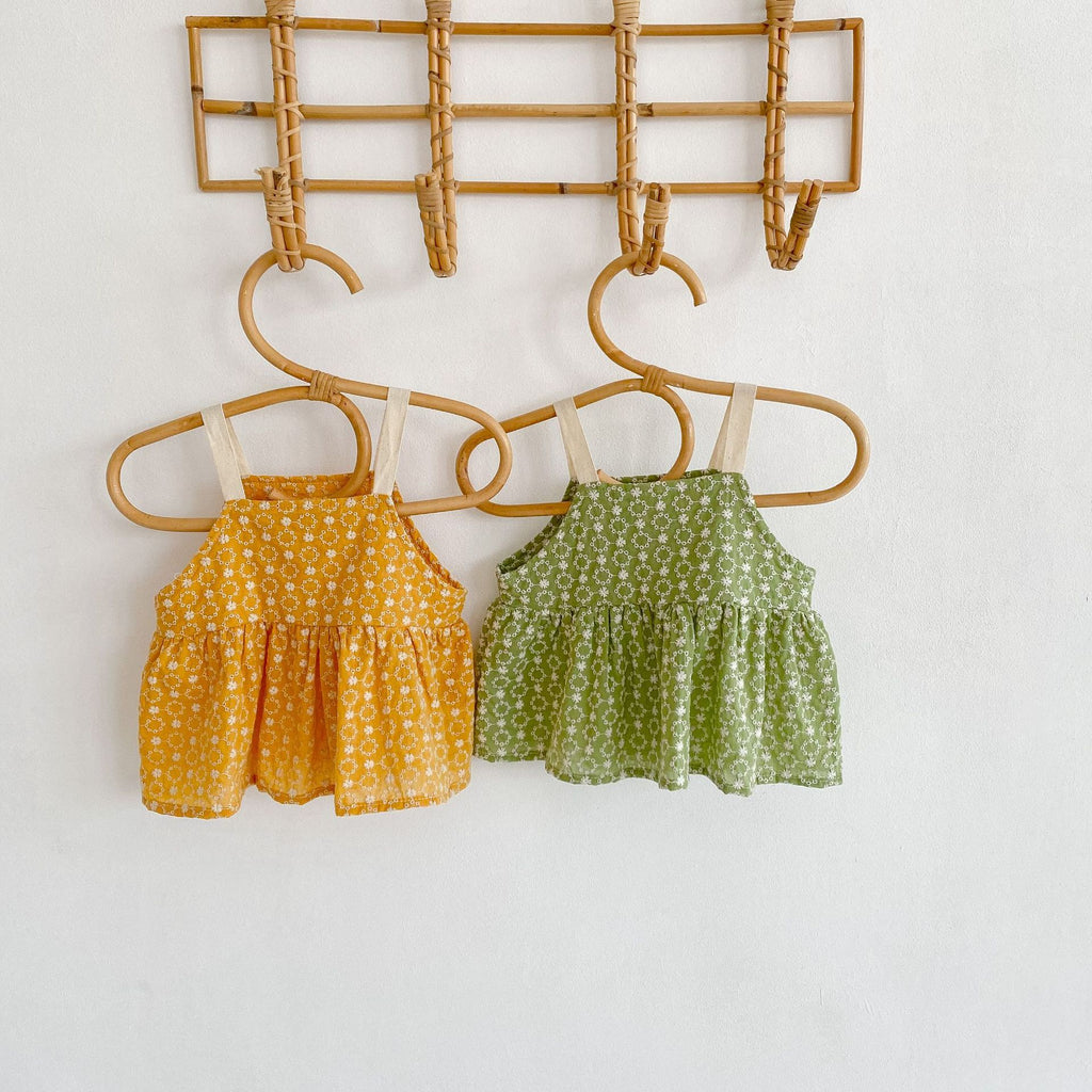 Two-piece Baby Girl Suit With Jacquard Blouse Suspenders Bread Pants - ANIBEY