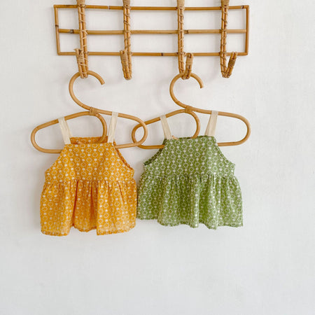 Two-piece Baby Girl Suit With Jacquard Blouse Suspenders Bread Pants - ANIBEY
