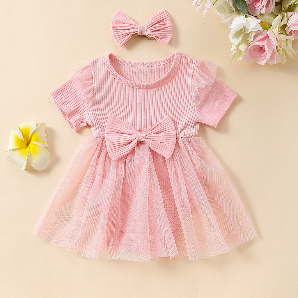 Girls' Multi-color Mesh Flounced Sleeve Short Sleeved Kazakhstan Skirt - ANIBEY