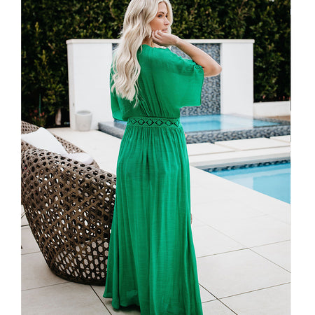 Slub lace lace long sunscreen cardigan - ANIBEY