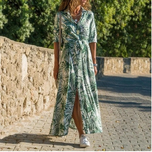 Stripe Shirt Women's Dress Spring Summer Chiffon V-neck Sexy Maxi Dresses Sexy Elegant Casual Girl Lace Women Long Sleeve - ANIBEY