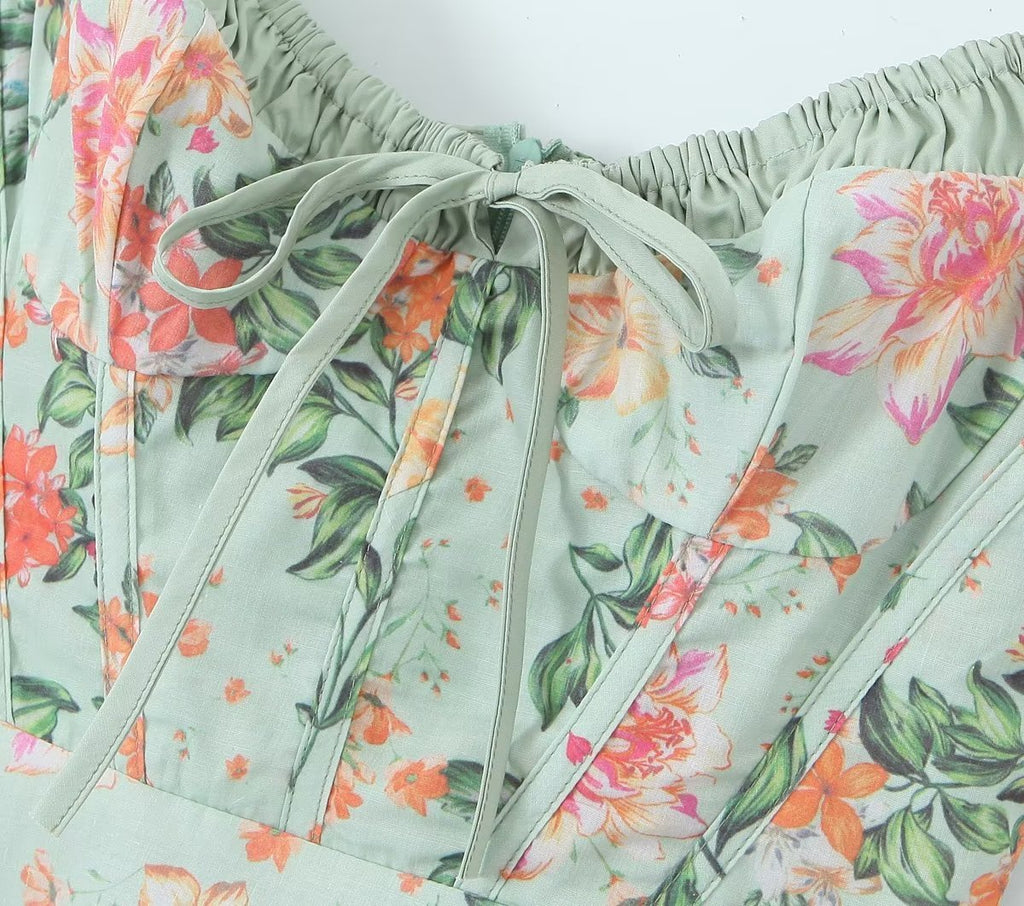 Women's French Floral Strap Dress - ANIBEY