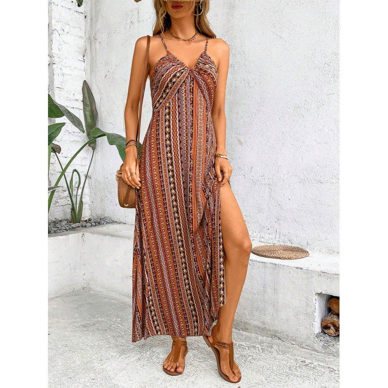 New Women's Sleeveless Sling Long Dress - ANIBEY