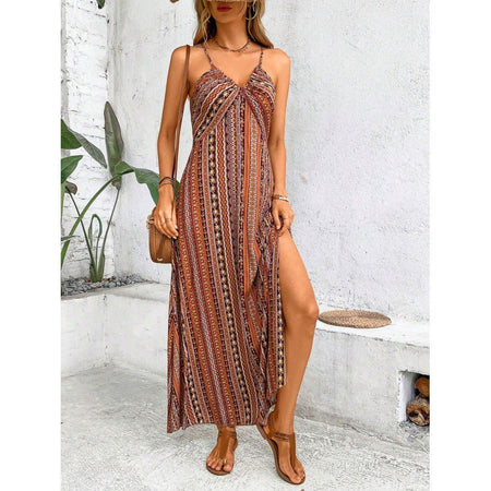 New Women's Sleeveless Sling Long Dress - ANIBEY