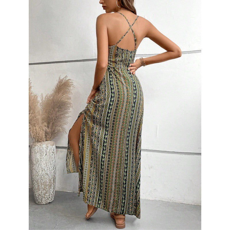 New Women's Sleeveless Sling Long Dress - ANIBEY