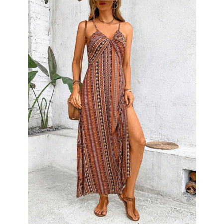 New Women's Sleeveless Sling Long Dress - ANIBEY