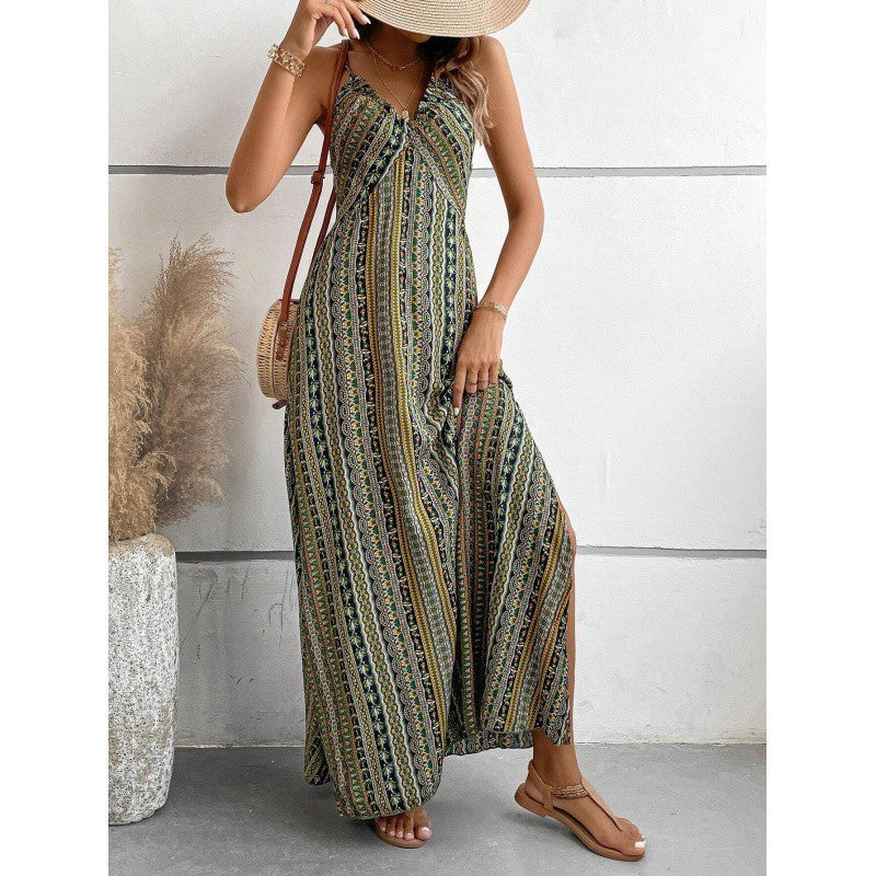 New Women's Sleeveless Sling Long Dress - ANIBEY