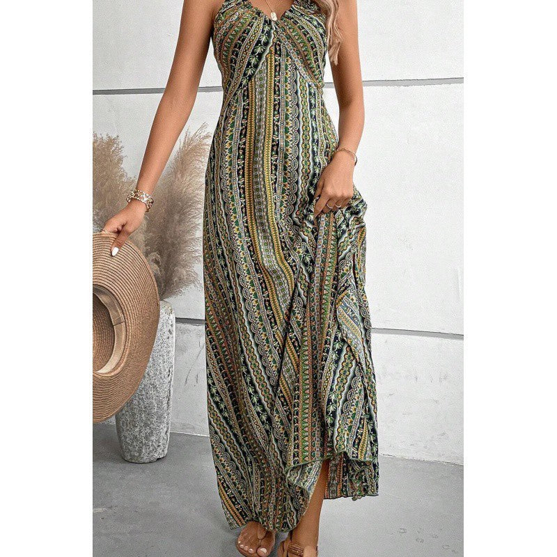 New Women's Sleeveless Sling Long Dress - ANIBEY