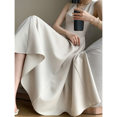 Summer Commute Slimming V-neckline Sleeveless Dress - ANIBEY