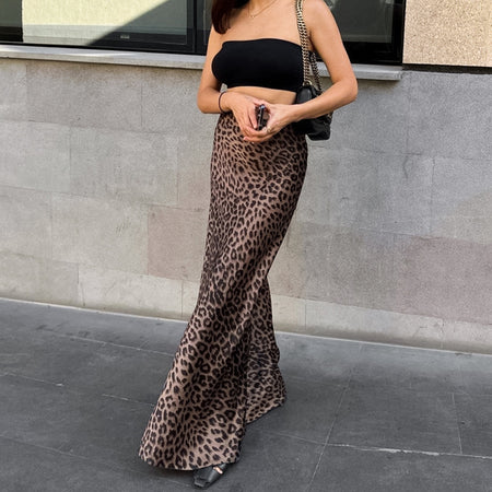 Leopard Print Mermaid Skirt Womens Dress - ANIBEY