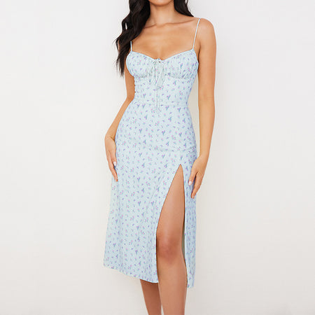Floral Halter Slim Sling Bag Hip Woman's Dress - ANIBEY