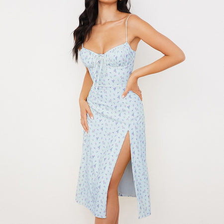 Floral Halter Slim Sling Bag Hip Woman's Dress - ANIBEY