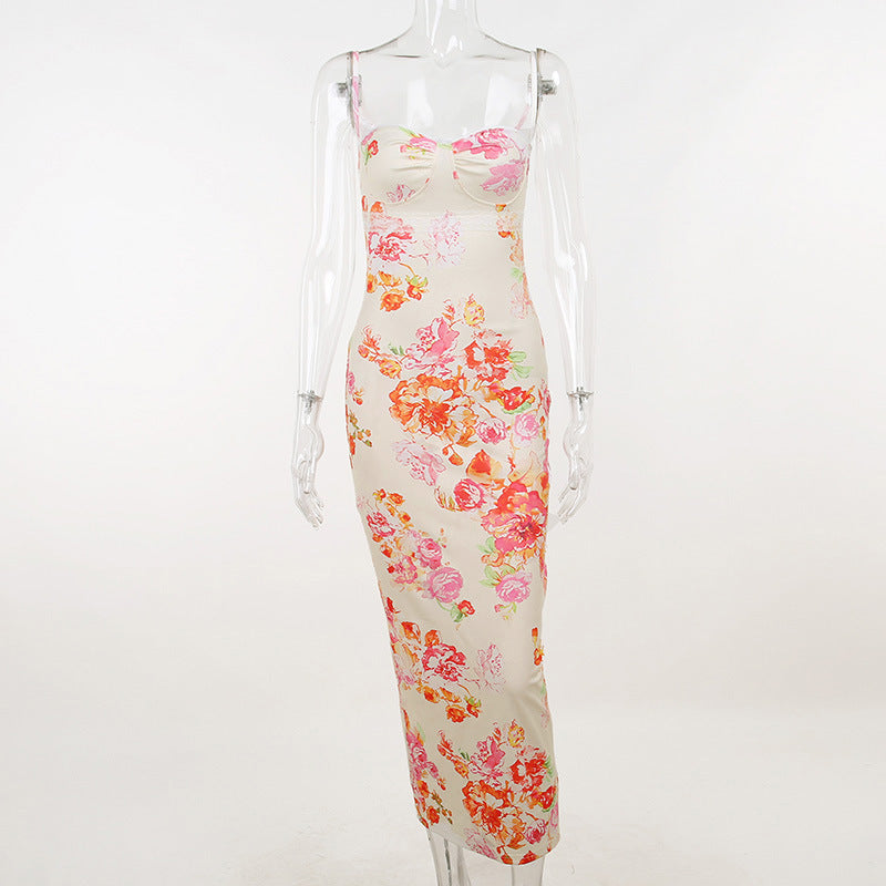 Elegant Strap Flower High Sense Fashion Long Skirt - ANIBEY