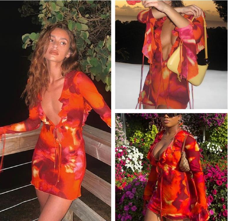 Printed Long-sleeved Peplum Zebra Print Sheath Lace-up See-through Dress - ANIBEY