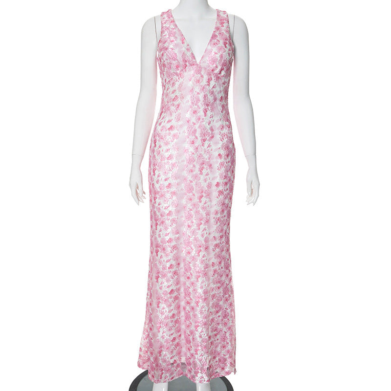 Women's Sling High Waist Lace Dress - ANIBEY