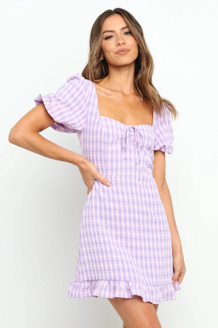 Slim Fit Plaid Skirt Sexy Dress With Short Sleeves - ANIBEY