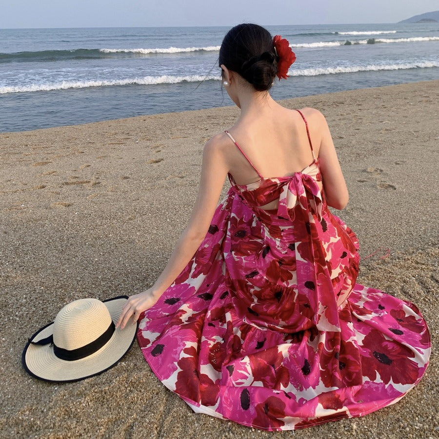 Vacation Spaghetti Straps Dress Dopamine - ANIBEY