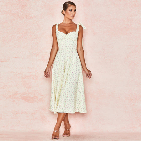 Printed sling strapless slim fit dress - ANIBEY