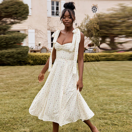 Printed sling strapless slim fit dress - ANIBEY