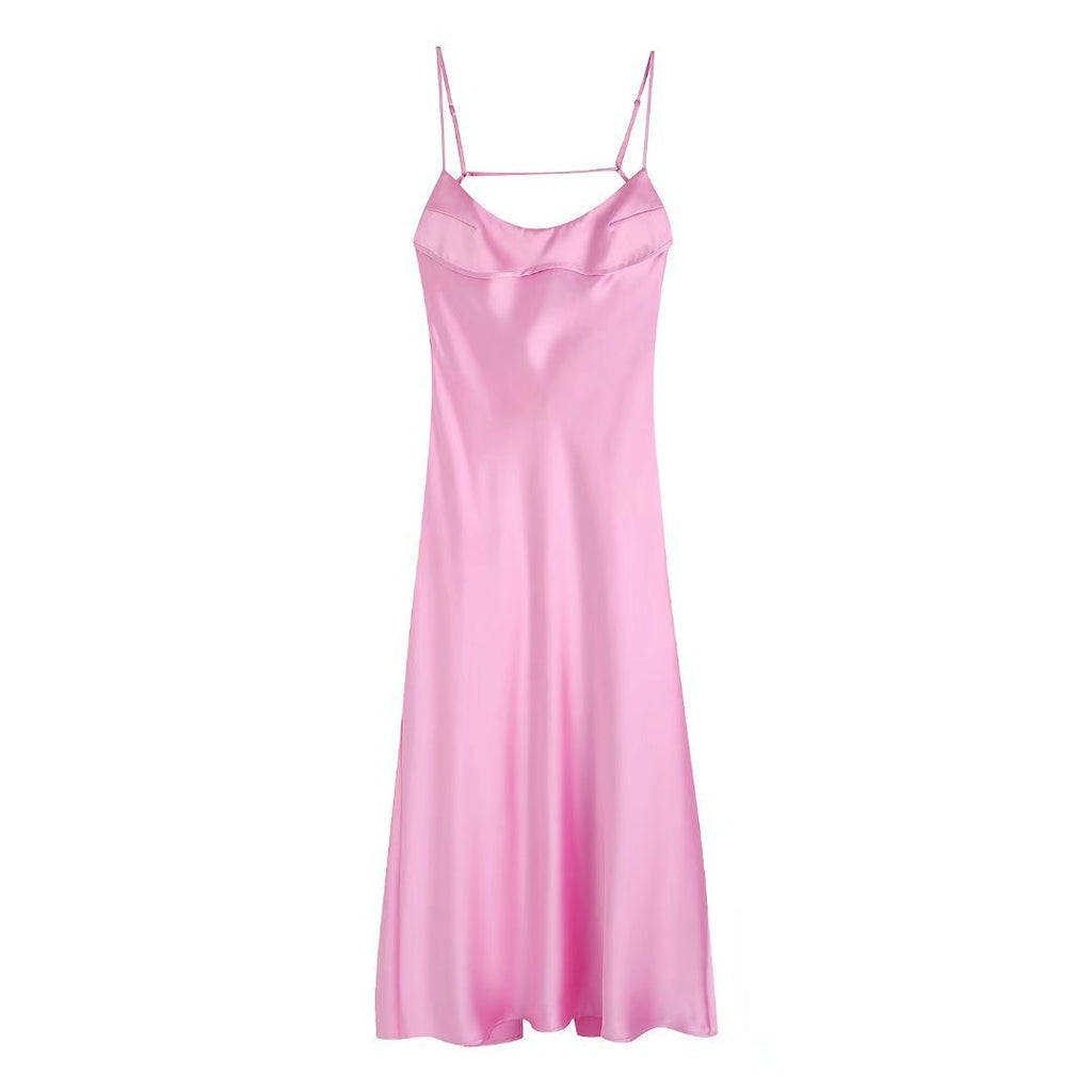 Summer New Women's Silk Satin Textured Dress - ANIBEY