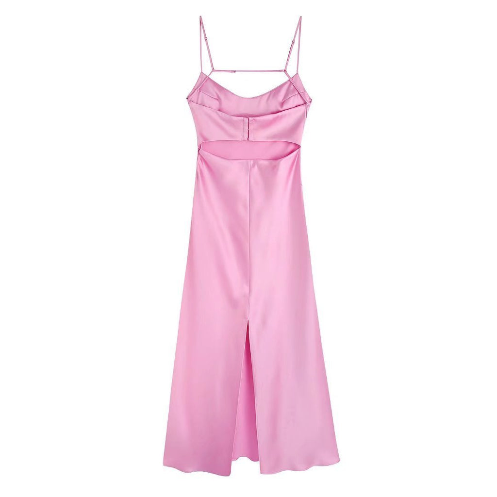 Summer New Women's Silk Satin Textured Dress - ANIBEY