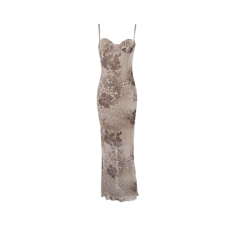 Stylish Mesh Print Slip Dress - ANIBEY