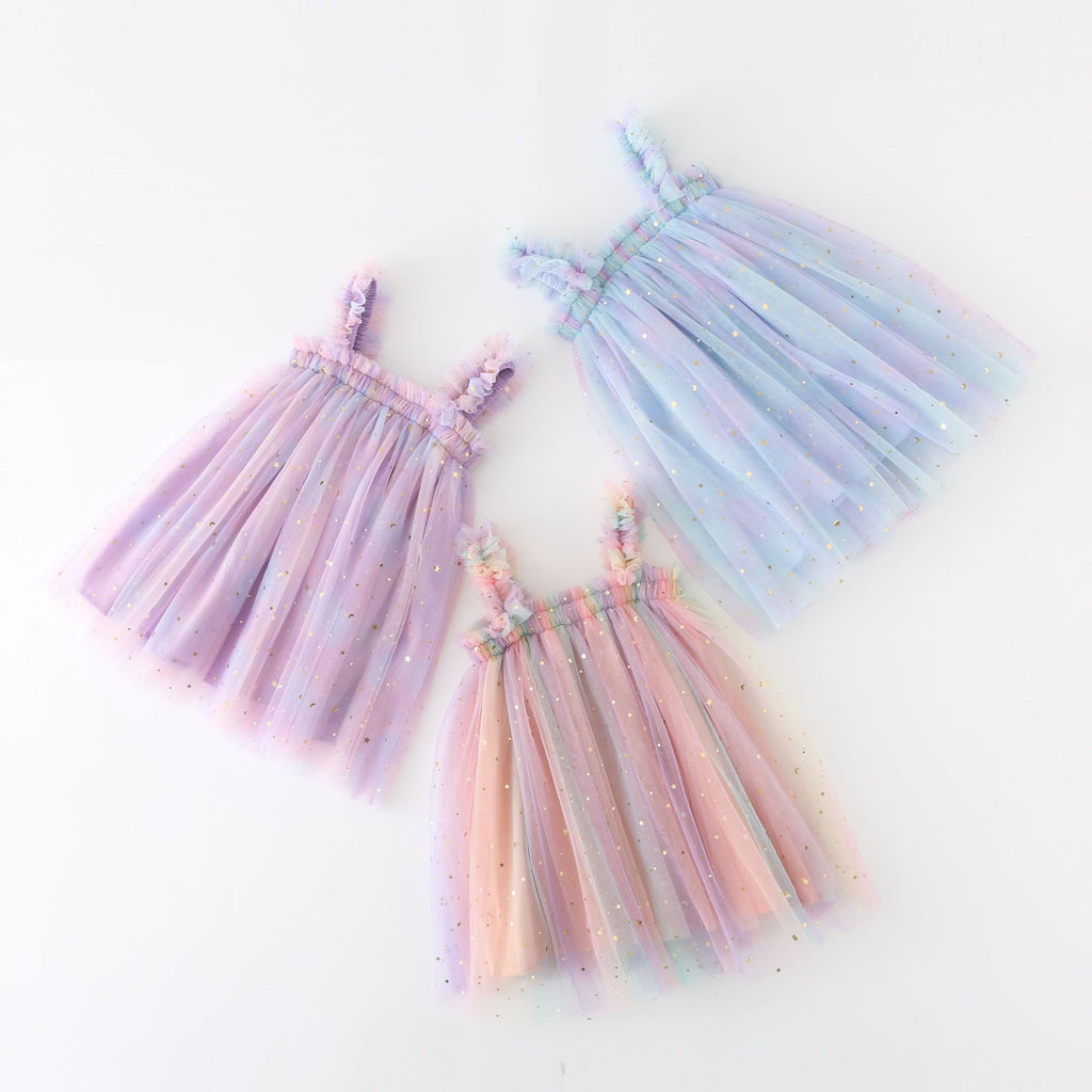 Sequined XINGX Rainbow Suspender Skirt Tulle Skirt - ANIBEY