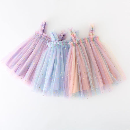 Sequined XINGX Rainbow Suspender Skirt Tulle Skirt - ANIBEY