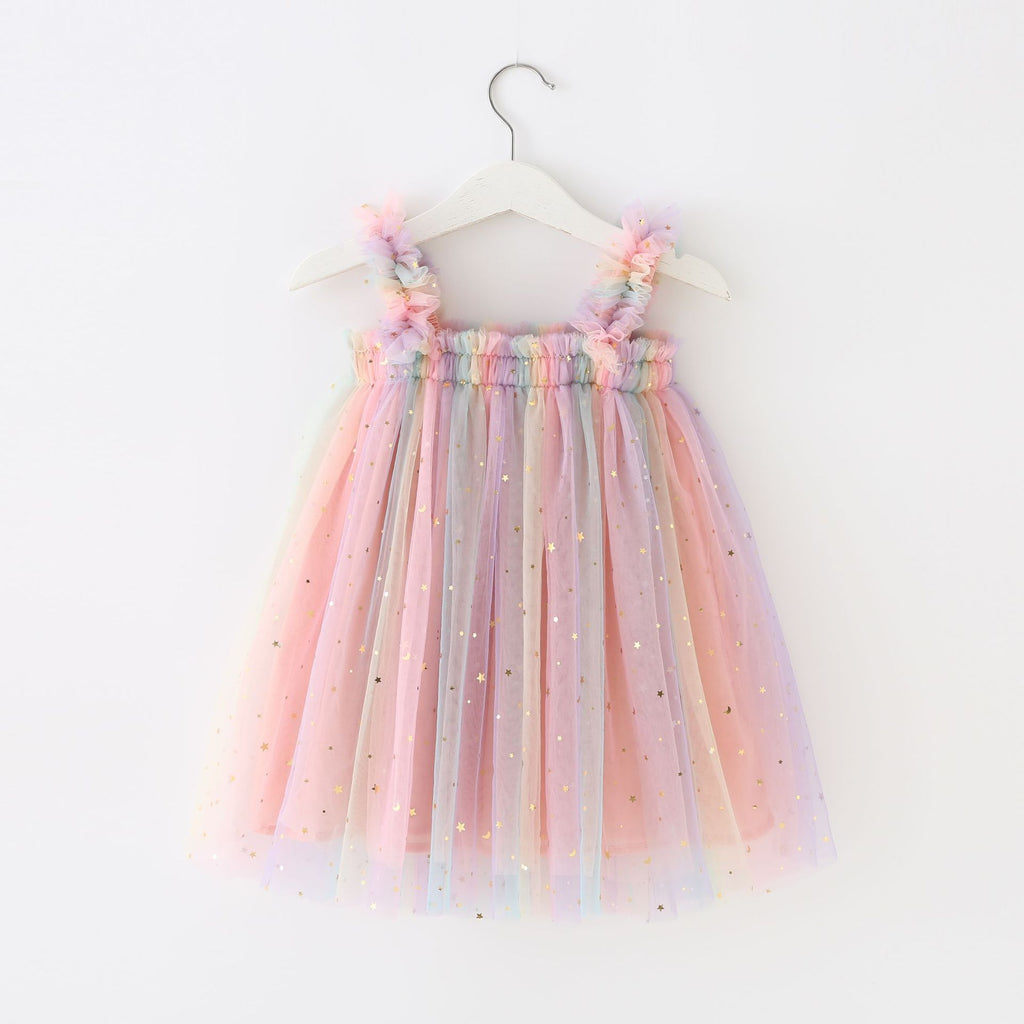 Sequined XINGX Rainbow Suspender Skirt Tulle Skirt - ANIBEY