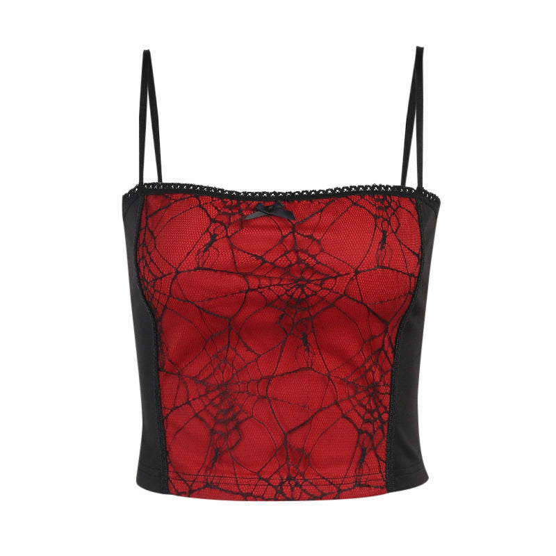 Spider webTank Tops Kawaii Tank Tops Gothic Tank Tops Punk Tank Tops Dark Tops Street Tank Tops aesthetic Tank Tops y2k Tops - ANIBEY