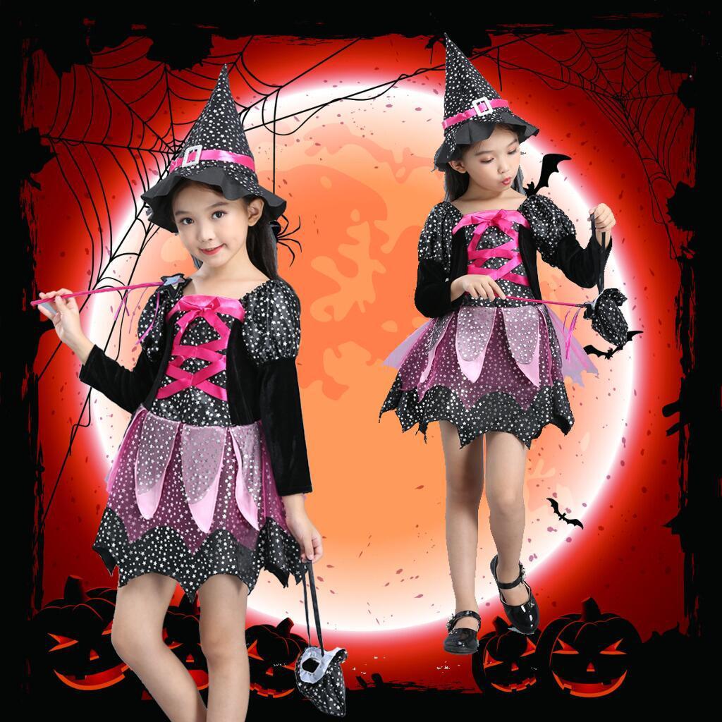 Halloween Children'S Costume Cloak Witch Dress Up Vampire Girl Performance Clothes - ANIBEY
