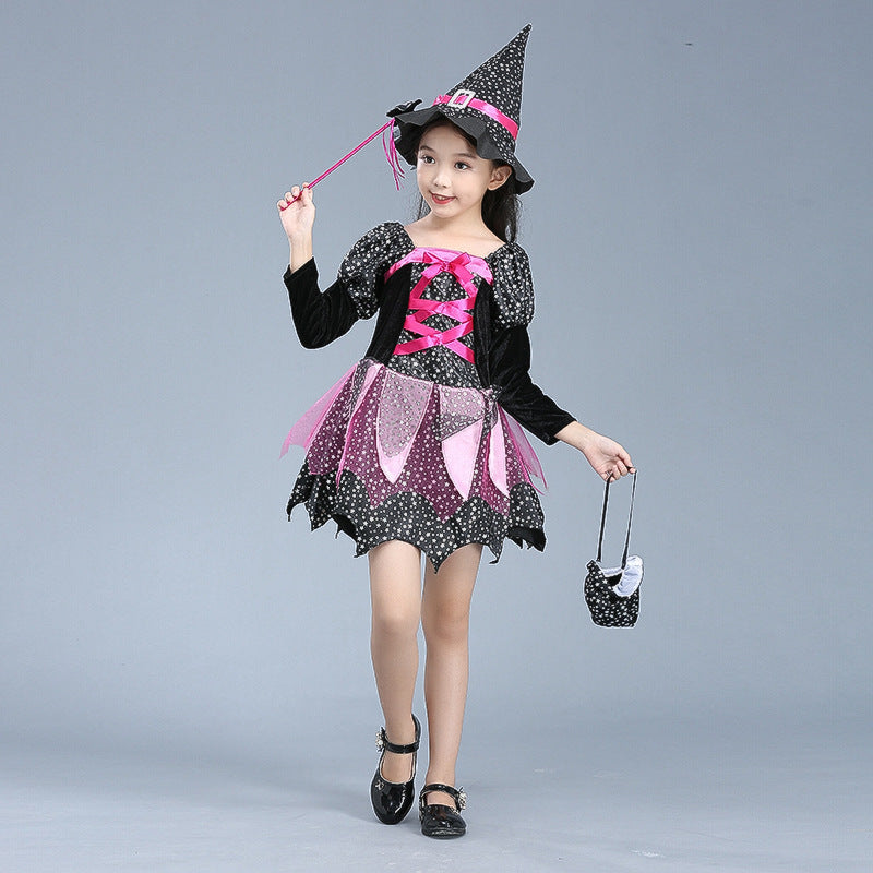 Halloween Children'S Costume Cloak Witch Dress Up Vampire Girl Performance Clothes - ANIBEY