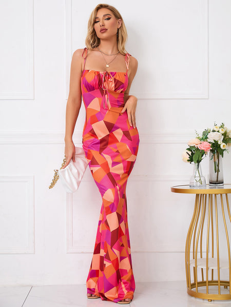 Waist-tight Floral Strap Dress Women - ANIBEY