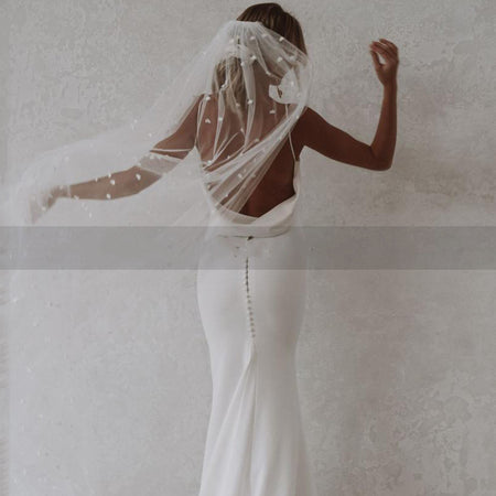 Mermaid Beach Wedding Deep V-Neck Back Dress - ANIBEY
