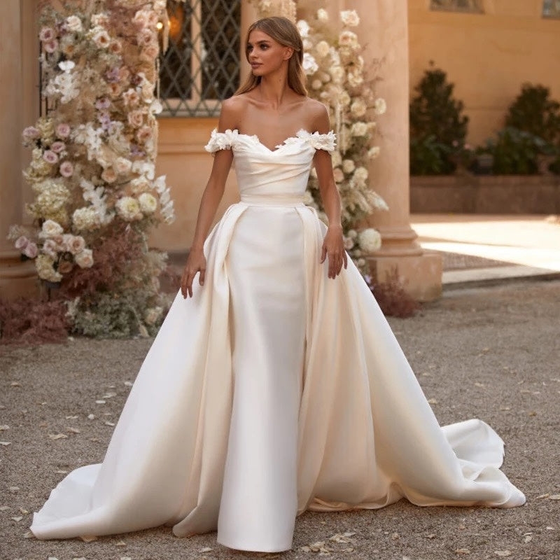 Wedding Dresses Mermaid Bride Dress With Detachable Train - ANIBEY