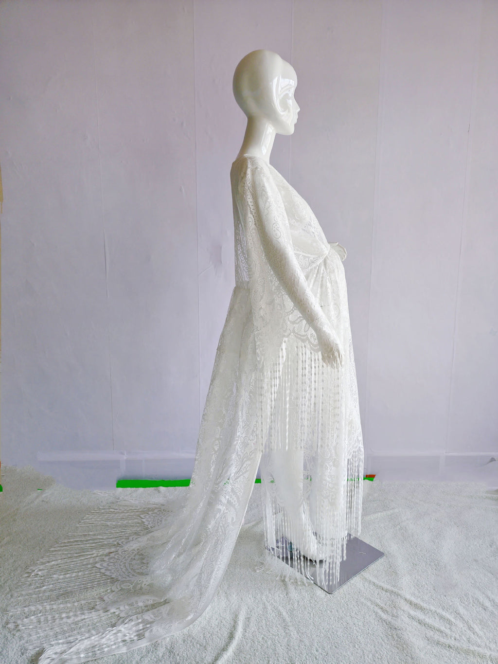 Lace Embroidery Plus Size Photography Pregnant Women Tassel Dress Bohemian Style - ANIBEY