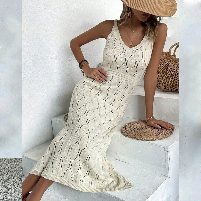 Beach Dress Women's Solid Color Knitted Beach Bikini - ANIBEY