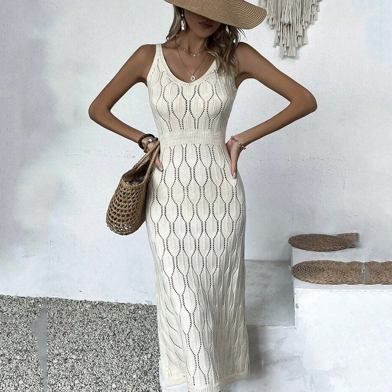 Beach Dress Women's Solid Color Knitted Beach Bikini - ANIBEY