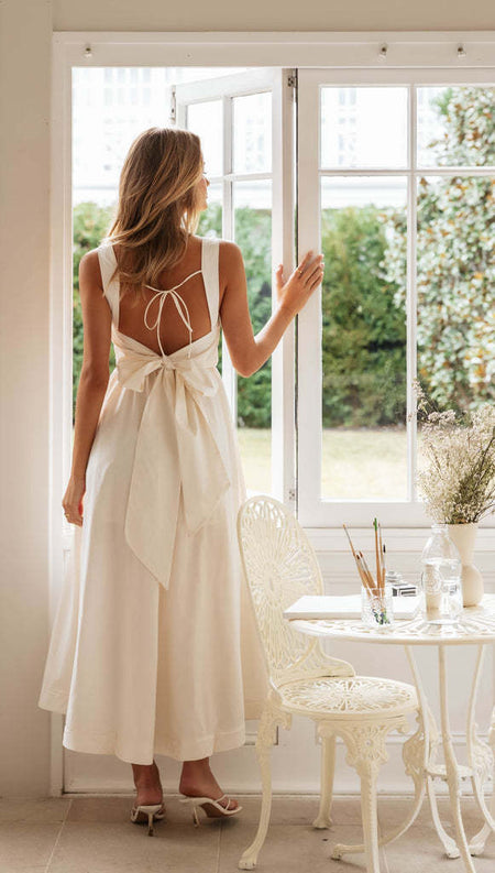 New Sleeveless Sling Backless Lace-up Long Dress - ANIBEY