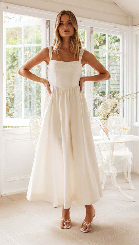 New Sleeveless Sling Backless Lace-up Long Dress - ANIBEY
