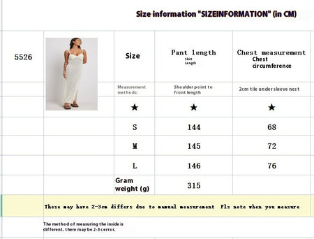 Style Knitted Long Skirt Women's Suspender Skirt Side Slit Backless Hollow Pattern Knitted Dress - ANIBEY