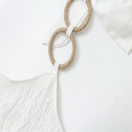 Summer New Sexy Buckle Tube Top Chiffon Tassel Dress - ANIBEY