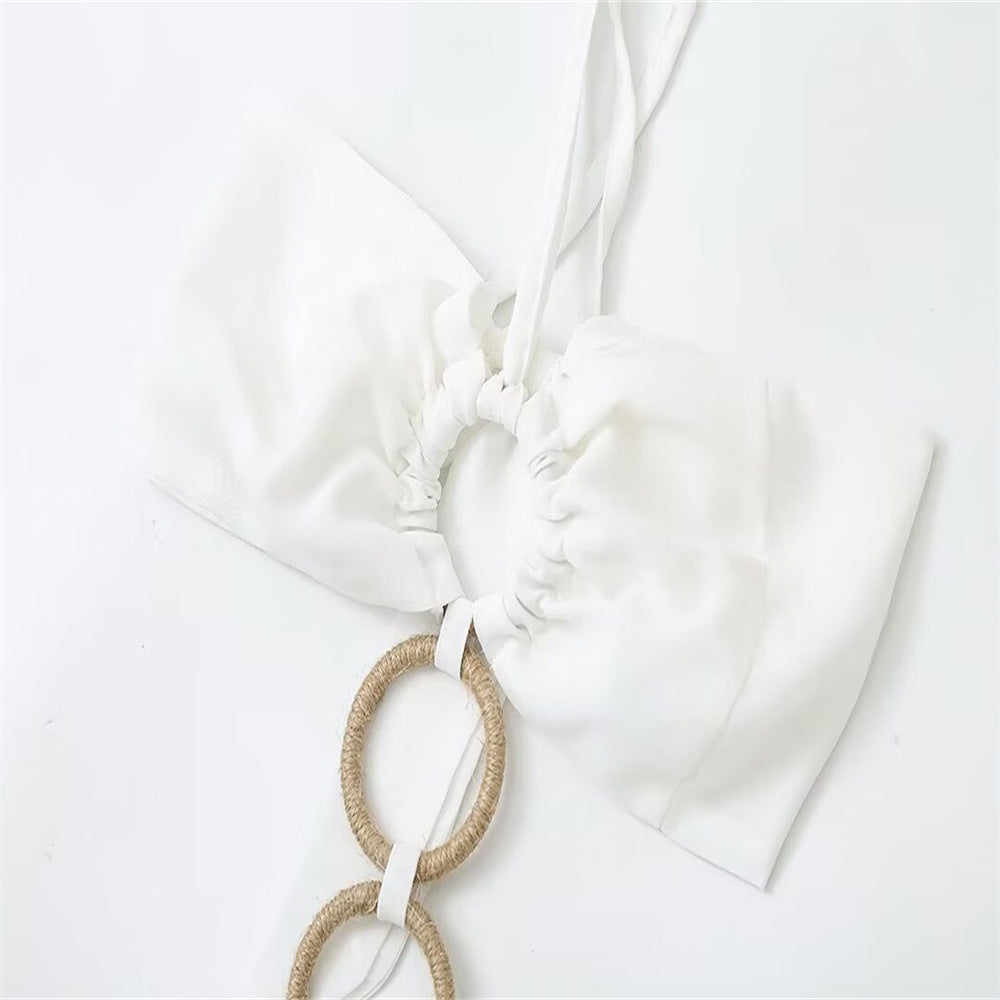 Summer New Sexy Buckle Tube Top Chiffon Tassel Dress - ANIBEY