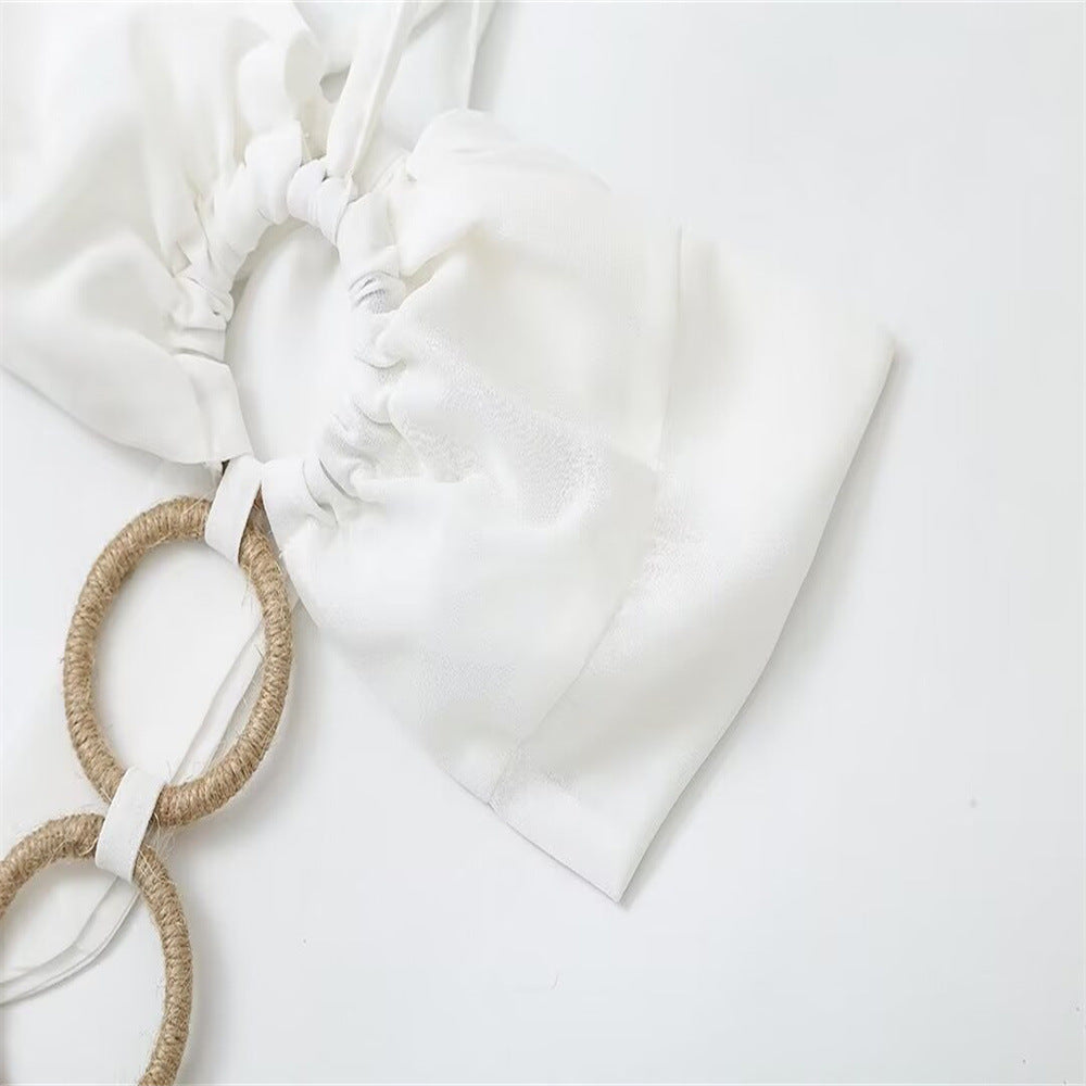 Summer New Sexy Buckle Tube Top Chiffon Tassel Dress - ANIBEY