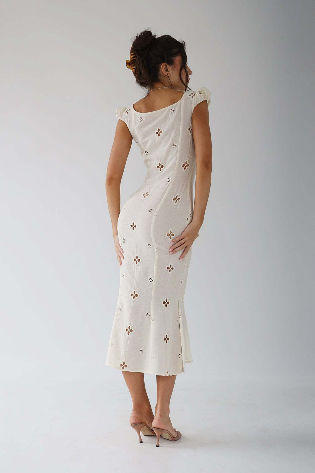 Trendy Mid-length Cotton Embroidered Dress - ANIBEY