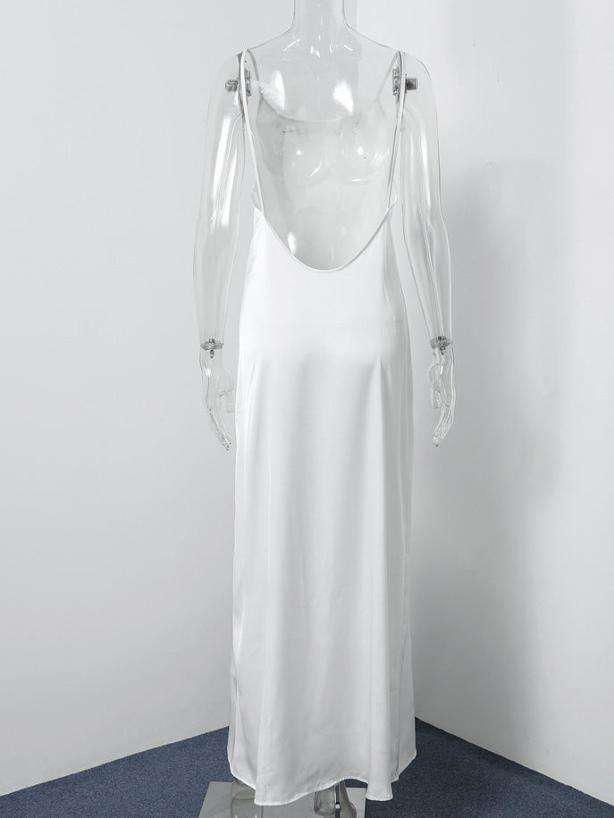 Women's Sling Off-the-shoulder V-neck Slim Fit Long Dress - ANIBEY