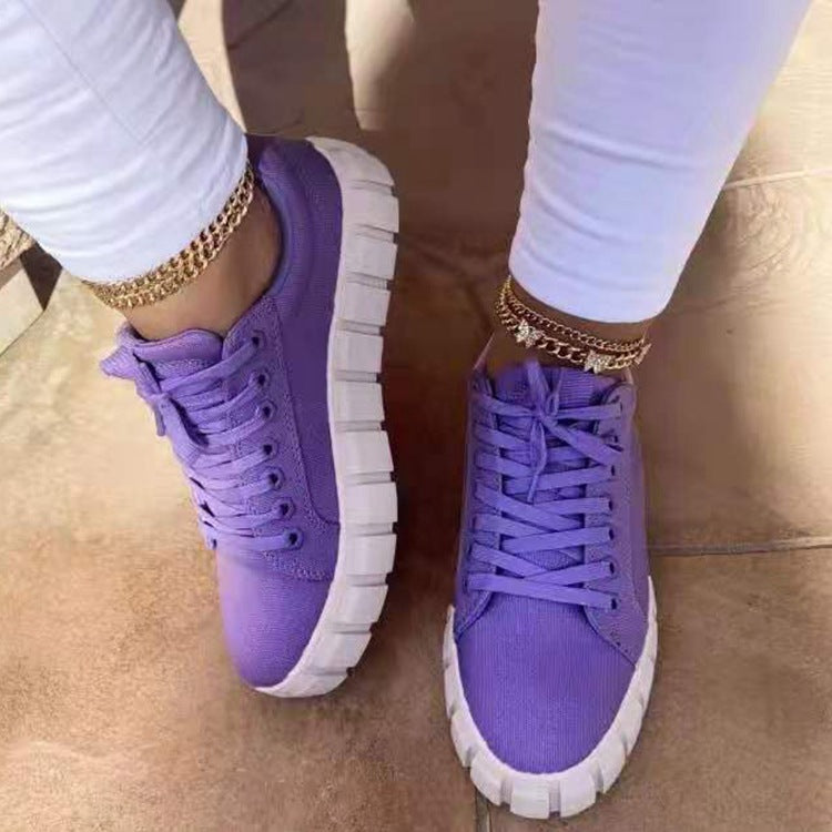 Lace-up Canvas Shoes, Foreign Trade Platform Shoes, Printed Single Shoes - ANIBEY